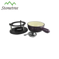 Popular cast iron cheese fondue set with forks